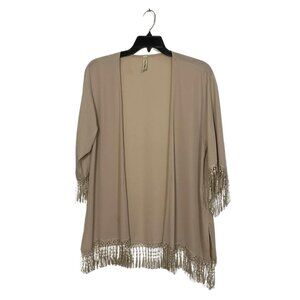 Ms. Bella D Lightweight Flowy Open Cardigan Cover-Up With Tassels - Size Large